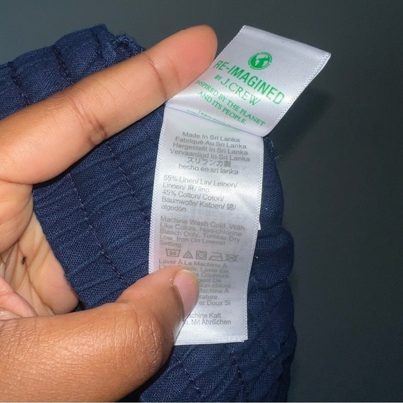 J. Crew Navy Blue Linen Blend Pull On Tapered Pants - Picture 6 of 8